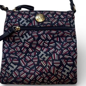 Tommy Hilfiger Navy and Red Crossbody nylon Bag colorful logo